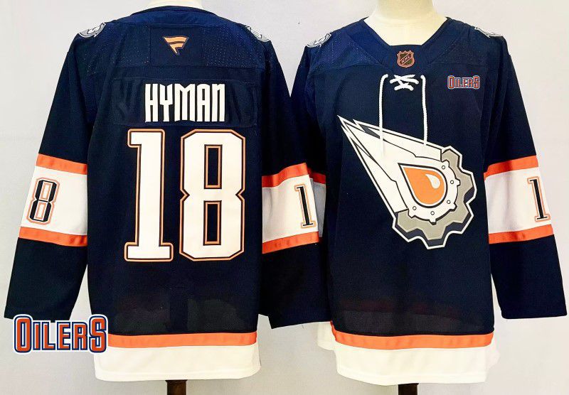 Men Edmonton Oilers 18 Hyman Drak Blue Fanatics 2025 NHL Jersey style 2